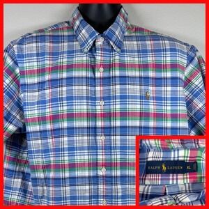 Ralph Lauren XL Plaid Short Sleeve Button Down‎ Shirt Mens Classic Fit